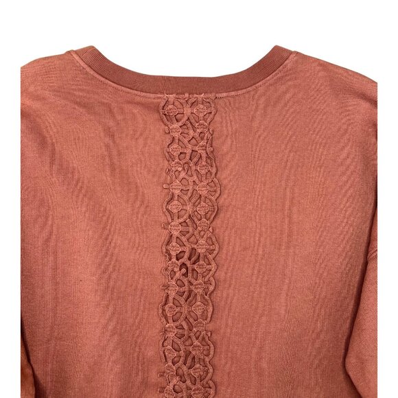 Saltwater Luxe Womens M Crewneck Sweatshirt Spice Cotton Lace Back & Sleeve Deta - Picture 11 of 15